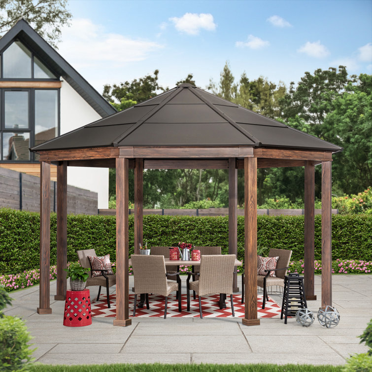 Sunjoy Fenwick 15 Ft. W x 13 Ft. D Steel Patio Gazebo Wayfair Canada